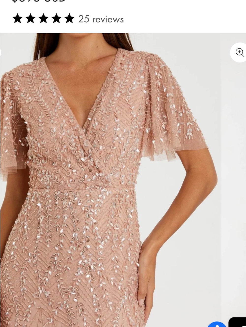 💜#39 BNWT MAC DUGGAL Embellished Blush V-Neck Evening Gown 35109 - Picture 2 of 9